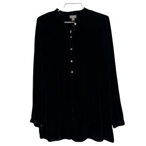 J. Jill Rayon Silk Black Velvet Tunic / Long Sleeve Shirt Size Small